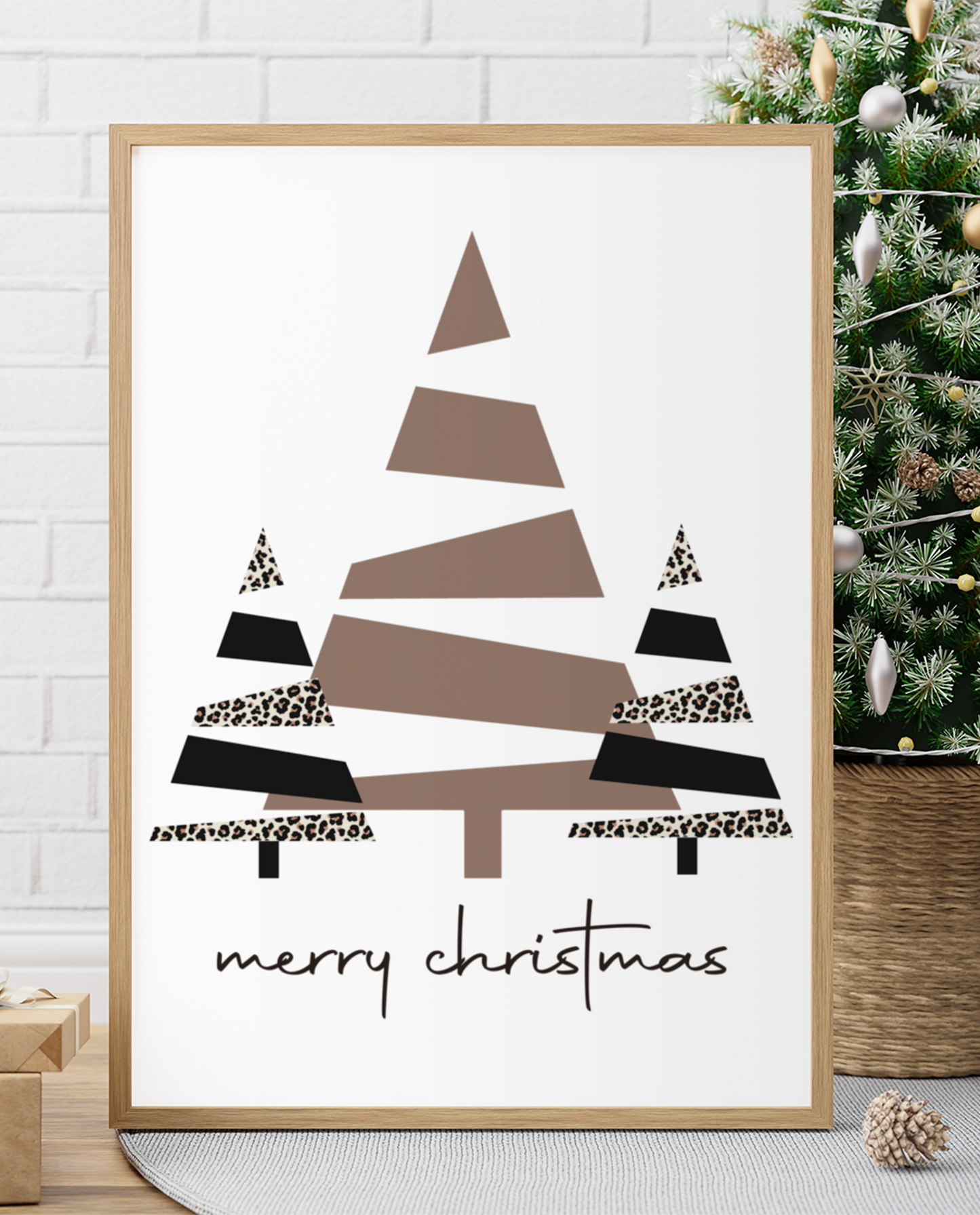 Abstract Cheetah Christmas Trees Digital Design